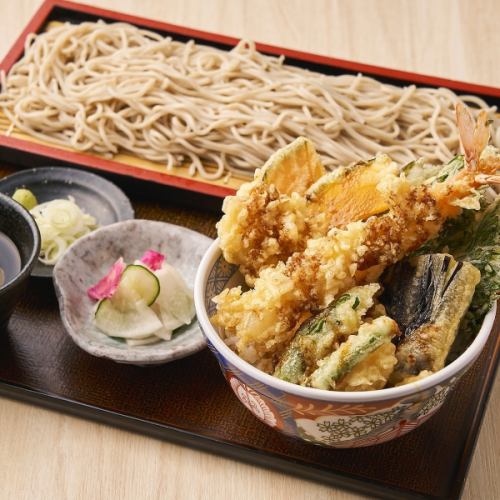 そば道ランチセット【海老イカ彩り天丼付き】