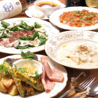 [★周二、周三、周四限定]推荐套餐◆5种前菜、意大利面、甜品等…3800日元