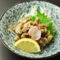 Peel skin with ponzu sauce