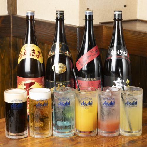 店主厳選の焼酎や日本酒！