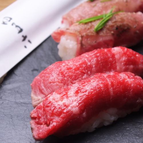 Enjoy the original taste of meat ♪ A5 rank meat finished by low temperature cooking ≪Beef nigiri≫