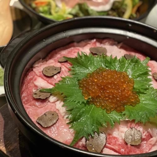 [季節]“松露鮭魚子雪花肉鍋飯”春季套餐+無限暢飲3小時5,000日元