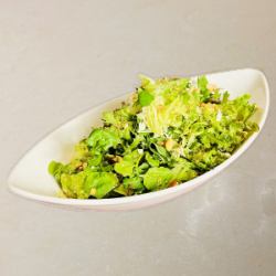 Green salad of smoked nuts, Kujo leeks, watercress and chrysanthemum with whole grain mustard dressing