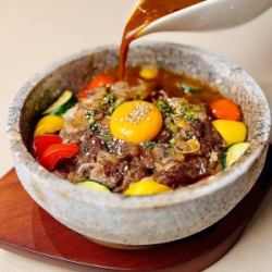 Wagyu beef hayashi stone-grilled rice with Hatcho miso