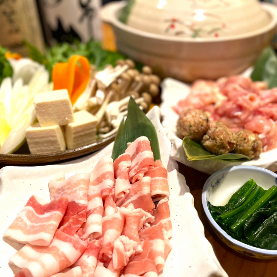 【推荐聚会】鸡肉、猪肉、自制丸子3道菜火锅套餐120分钟含无限畅饮5,000日元（含税）