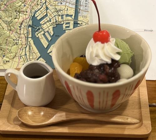 抹茶クリームあんみつ
