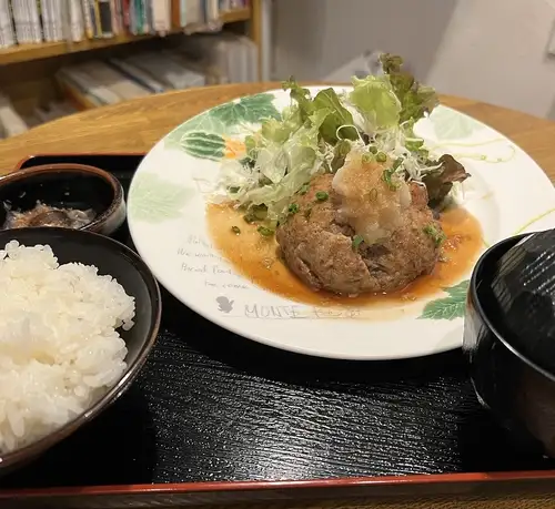 Japanese-style hamburger steak with grated daikon radish set meal