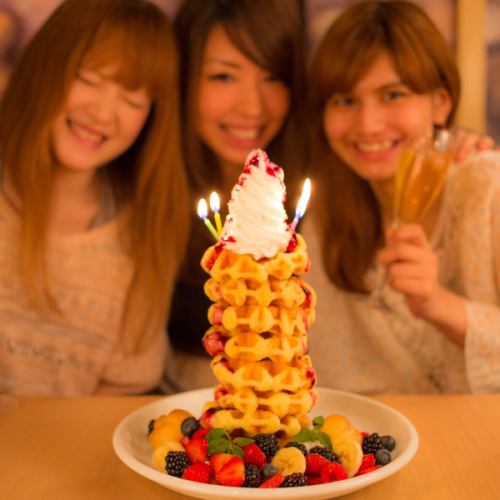 ★誕生日特典★デザートプレートプレゼント♪オプションでワッフルタワーにも変更OK♪