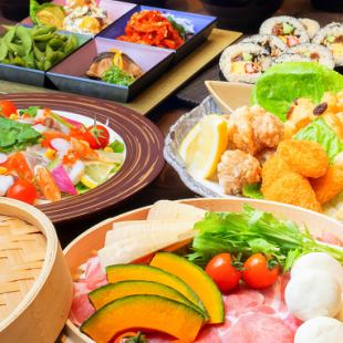 海鮮カルパッチョと豚と野菜のせいろ蒸し　【お手軽コース】飲み放題付き 5000円(税込)