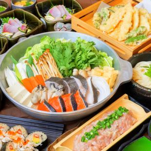 海鮮ちゃんこ鍋と旬の刺身が味わえる【鍋コース】飲み放題付き 5500円(税込)