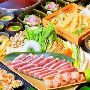 鴨はり鍋と旬の刺身が味わえる【鍋コース】飲み放題付き 5500円(税込)