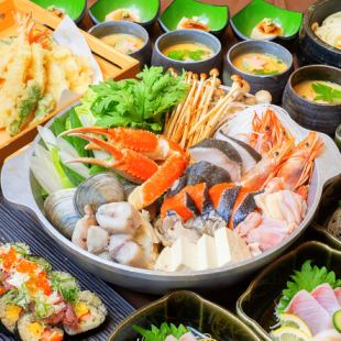 豪華　海鮮鍋と本鮪のっけ鮨を楽しむ【海鮮鍋コース】飲み放題付き 6500円(税込)