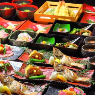 のどぐろ姿焼きと雲丹のせローストビーフを堪能する【極みコース】飲み放題付き 8000円(税込)