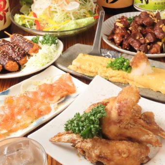 【名古屋名物コース】海老ふりゃーと手羽先、味噌串カツ含めた全9品　＋2h飲み放題付き　4500円