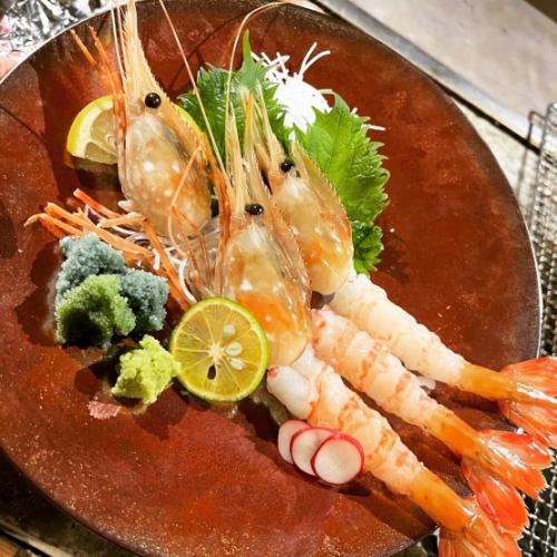 button shrimp sashimi