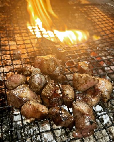 Charcoal grilled diced beef tongue