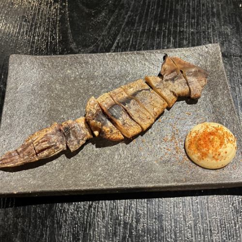 Grilled whole dried squid with liver