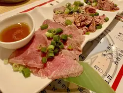 Assortment of three kinds of raw meat sashimi