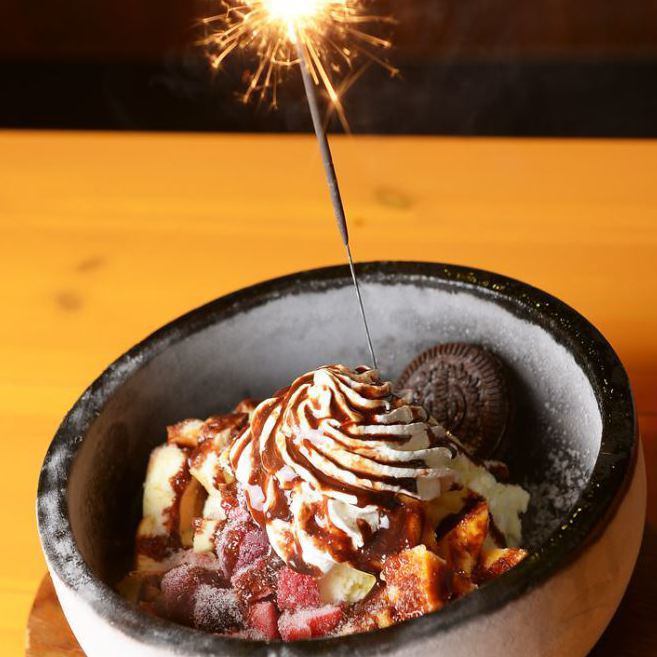 お誕生日には花火付プレートプレゼント♪