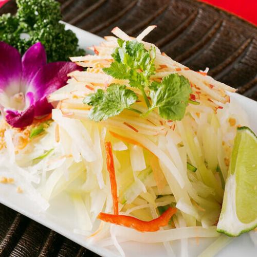 青パパイヤとリンゴのスパイシーアジアンサラダ