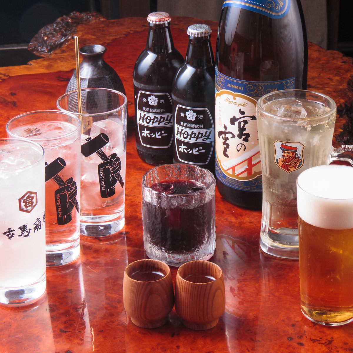 単品飲み放題2時間2,400円!生ビール、日本酒付き!