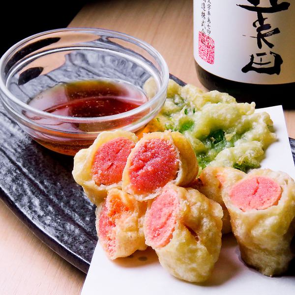 [Recommended Popular Menu] Cod roe and perilla tempura