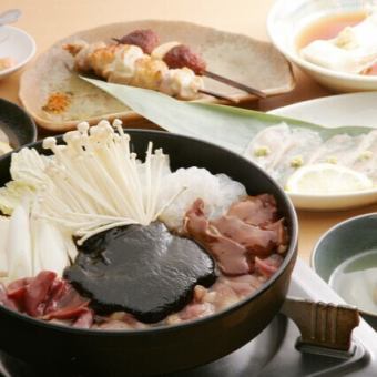 【昼限定宴会コース】『選べる鍋コース』軍鶏鍋や焼き鳥2点盛など！3時間飲み放題付/9品