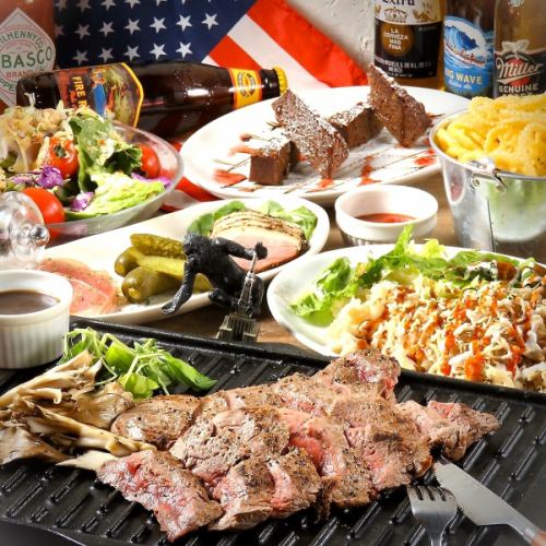 [Available on the day] [Most popular] 6 dishes including lean steak and special snacks ◆ 120 minutes of all-you-can-drink draft beer included 3,980 yen