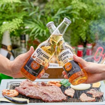 [BBQ in 5 minutes walk from Hon-Atsugi Station!] Empty-handed BBQ & beer garden course with 2 hours of all-you-can-drink included, 11 dishes, 3,500 yen