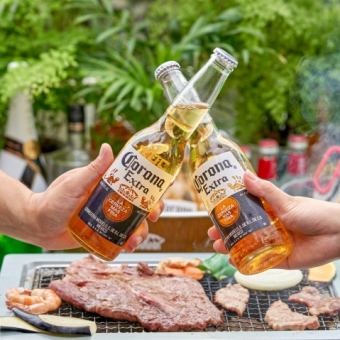 [BBQ in a 5-minute walk from Hon-Atsugi Station!] Empty-handed BBQ & beer garden course with 2 hours of all-you-can-drink included, 13 dishes, 4,500 yen