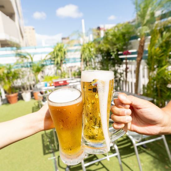 解放感溢れるテラス席でBBQ×焼肉×ビアガーデンを楽しもう♪