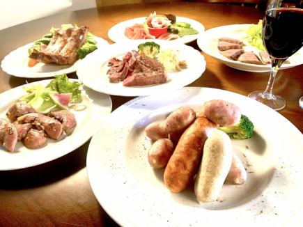 定番コース(料理のみ)☆前菜・冷&温肉料理からパスタ・ピッツァまで満腹7品3850
