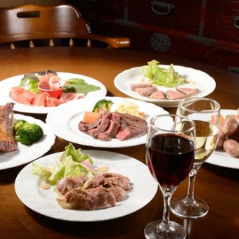 2 hours all-you-can-drink course ☆ 7 full dishes from appetizers, cold and hot meat dishes to pasta and pizza 5,500 yen