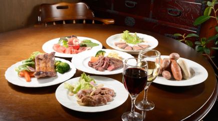 2-hour all-you-can-drink course ☆ 7 dishes from appetizers, cold and hot meat dishes to pasta and pizza for 5,500 yen