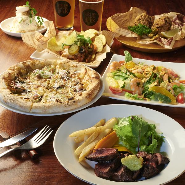 【コスパ抜群! 他にない!】クラフトビール定番全種を含むお酒と名物料理が楽しめる飲み放題付コース♪