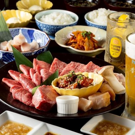 宴會套餐：黑毛和牛炒壽喜燒和冷麵的豪華套餐！附生啤！無限暢飲！ 6600日元