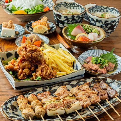 红鸡和服生鱼片、3种鲜鱼生鱼片拼盘【丸福套餐】4,000日元等共计9道菜品也可当天预约！
