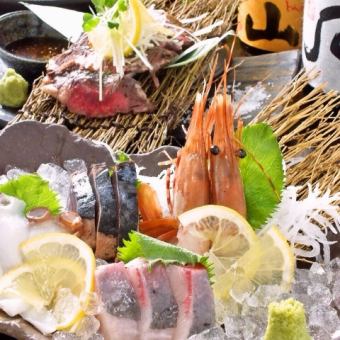 【串カツ×おでん×鮮魚7種盛り】120分飲み放題付き11品『贅沢コース』⇒4980円