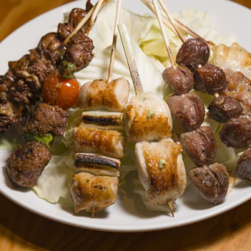 Delicious skewers grilled over charcoal