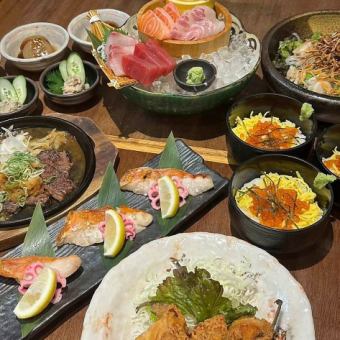 November and December only [Year-end party course] A luxurious meal of Kuroge Wagyu beef teppanyaki, yellowtail sashimi, and golden-eyed snapper ◆ 120 minutes of all-you-can-drink included