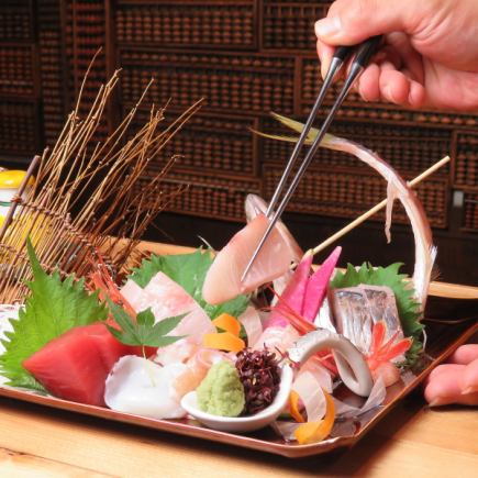 Soroban Satisfaction Course [90 minutes all-you-can-drink included] Seasonal fish sashimi + grilled fish + salmon roe rice, etc., total of 8 dishes ⇒ 6,500 yen