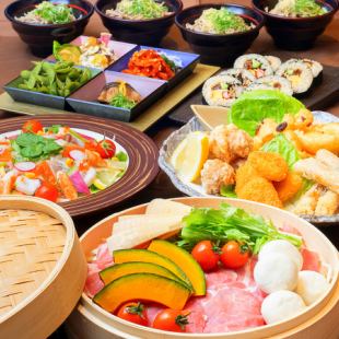 海鮮カルパッチョと豚せいろ蒸しコース飲み放題付き 5000円(税込)