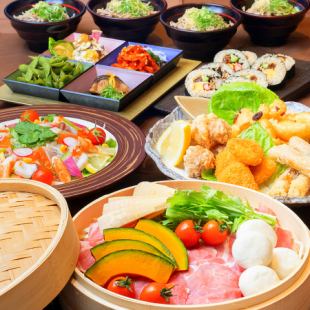 海鮮カルパッチョと豚せいろ蒸しコース飲み放題付き 5000円(税込)