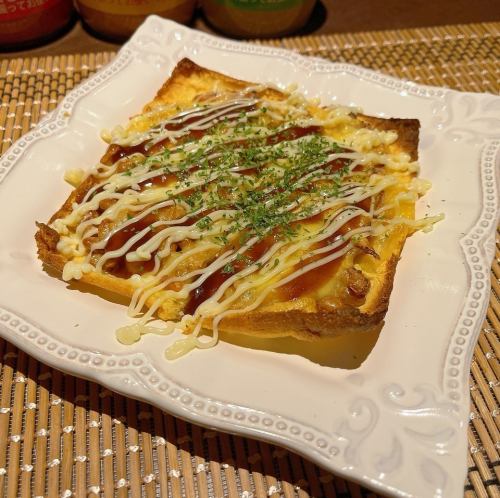 きつねさんの納豆お好み焼きピザ