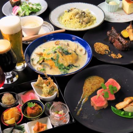 Weekday only! Perfect for parties! Choose from a main course of "roasted pork tenderloin or boiled spare ribs" and a double fish course with 2 hours of all-you-can-drink for 5,000 yen