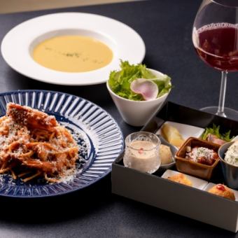 [Limited quantity lunch] 9 types of appetizers and a choice of pasta or omelet rice! 90 minutes of all-you-can-drink for 3,000 yen (tax included)