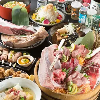 『本鮪断面刺しと厚切り牛タン贅沢コース』生本鮪中落含11品 2.5時間飲み放題付 9000円⇒8000円