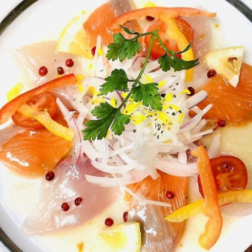 Today's fresh fish carpaccio with citrus flavour