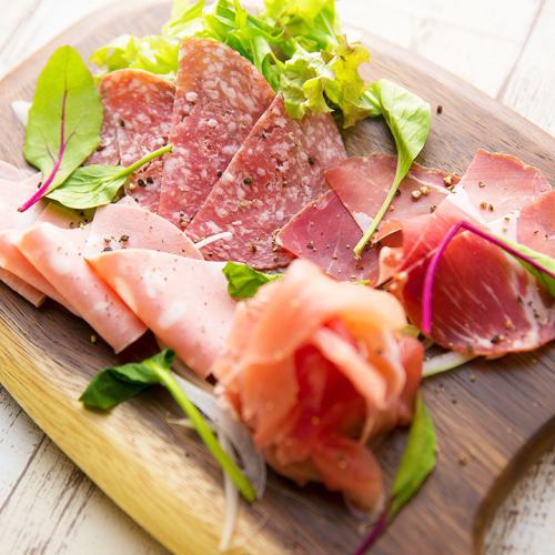 Assortment of domestic ham and 3 types of Italian ham