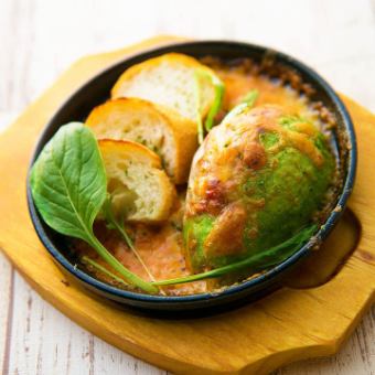 Oven-baked with plenty of cheese and avocado